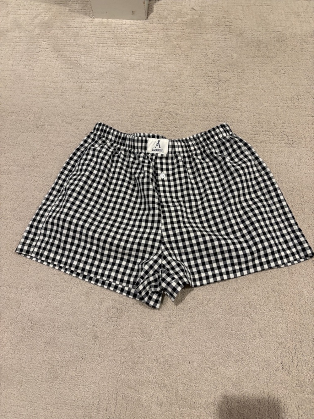 Anrabess Gingham Relaxed Fit Women’s boxer Shorts - Black & White